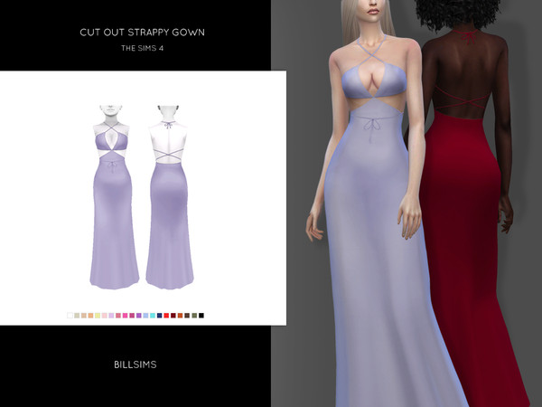 Sims 4 Cut Out Strappy Gown by Bill Sims at TSR