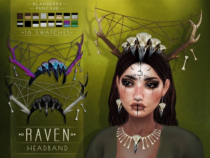 Sims 4 Raven headband, necklace & earrings at Blahberry Pancake