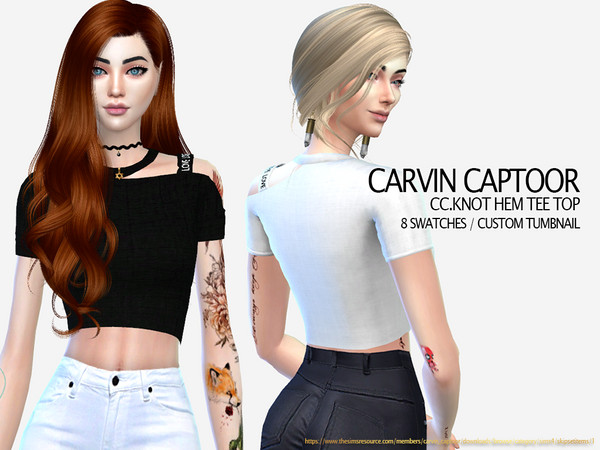 Sims 4 Knot hem tee Top by carvin captoor at TSR