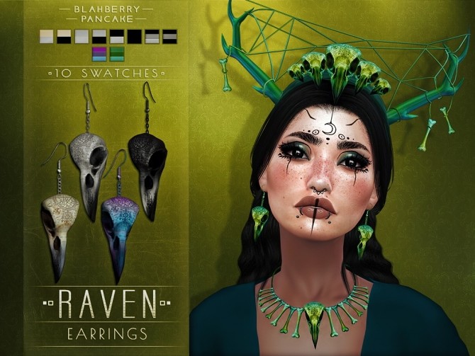 Sims 4 Raven headband, necklace & earrings at Blahberry Pancake