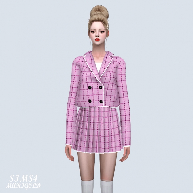 Lovely Checked Jacket Two-Piece (P) at Marigold » Sims 4 Updates