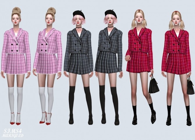 Sims 4 Lovely Checked Jacket Two Piece (P) at Marigold