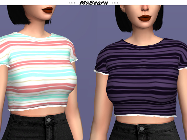 Sims 4 White Trimmed T Shirt by MsBeary at TSR