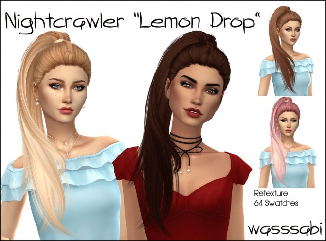 Sims 4 Nightcrawlers Lemon Drop hair retextured at Wasssabi Sims