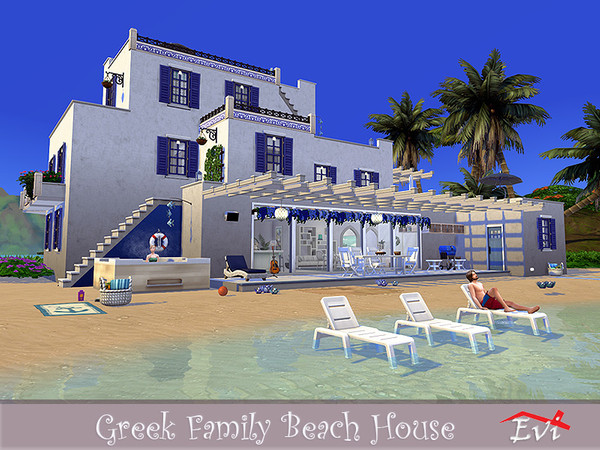 Sims 4 Greek Family Beach House by evi at TSR