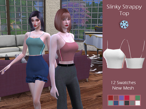 Sims 4 LMCS Slinky Strappy Top by Lisaminicatsims at TSR