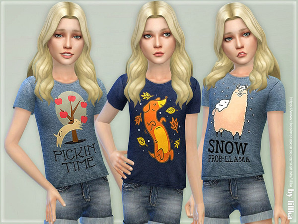 Sims 4 T Shirt Collection for Children 02 by lillka at TSR