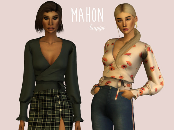 Sims 4 Mahon crossed blouse by laupipi at TSR