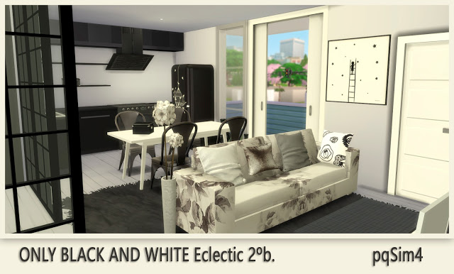 Sims 4 Only Black and White Apartment Eclectic 2b at pqSims4