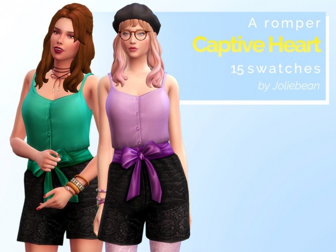 Sims 4 Captive Heart romper in 15 swatches at Joliebean