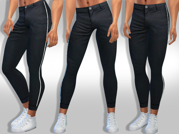 Sims 4 Men Realistic Black Strip Line Pants by Saliwa at TSR