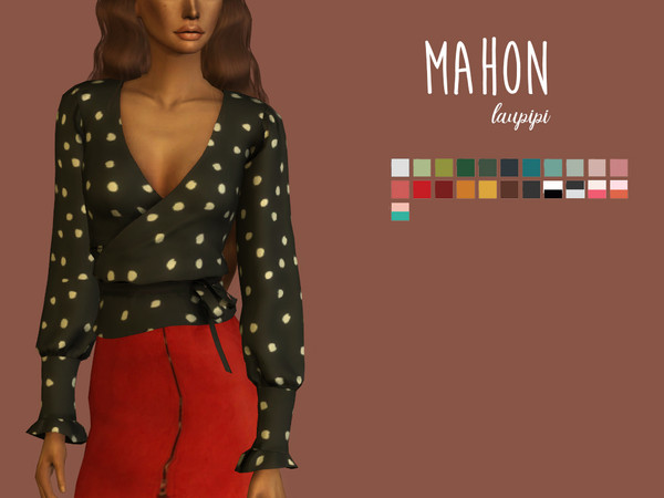 Sims 4 Mahon crossed blouse by laupipi at TSR