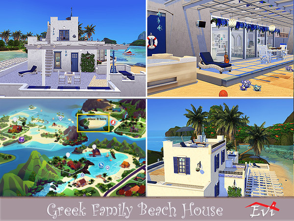 Sims 4 Greek Family Beach House by evi at TSR