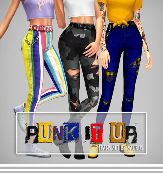 Sims 4 Punk it Up Jeans Set at Saurus Sims