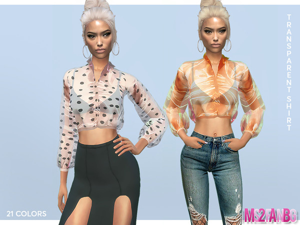 Sims 4 385 Transparent Shirt With Ballon Sleeves by sims2fanbg at TSR