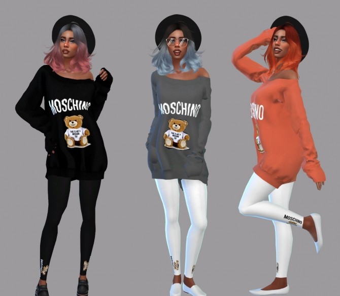 Sims 4 Moschino Set: dress and tights at Teenageeaglerunner