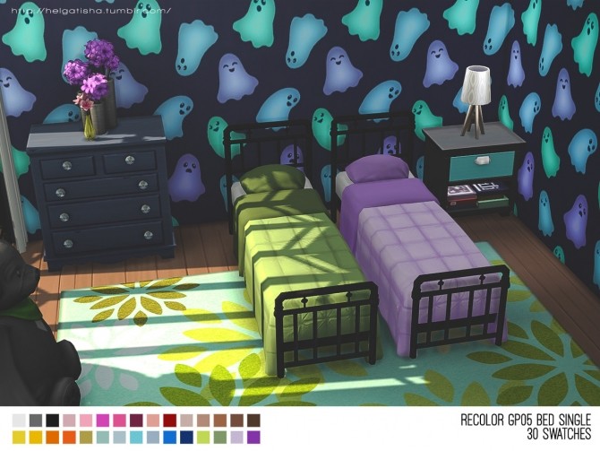 Sims 4 Recolor GP05 Bed Single at Helga Tisha