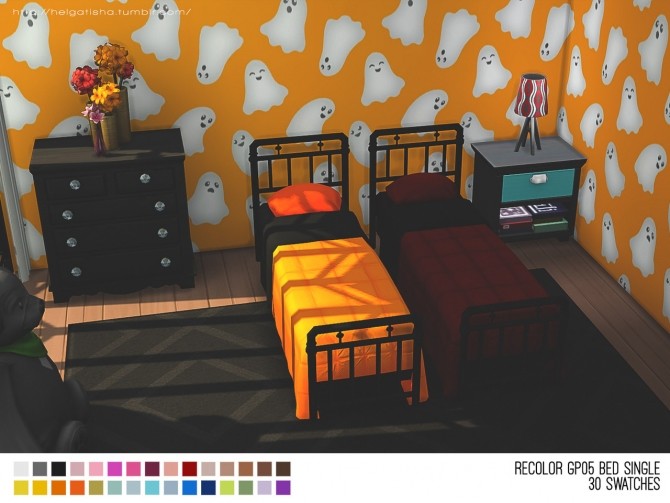 Sims 4 Recolor GP05 Bed Single at Helga Tisha