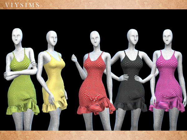 Sims 4 Polka dot Dress by Viy Sims at TSR