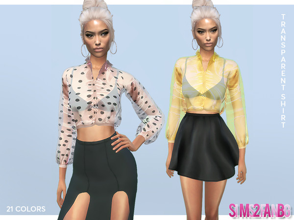 Sims 4 385 Transparent Shirt With Ballon Sleeves by sims2fanbg at TSR