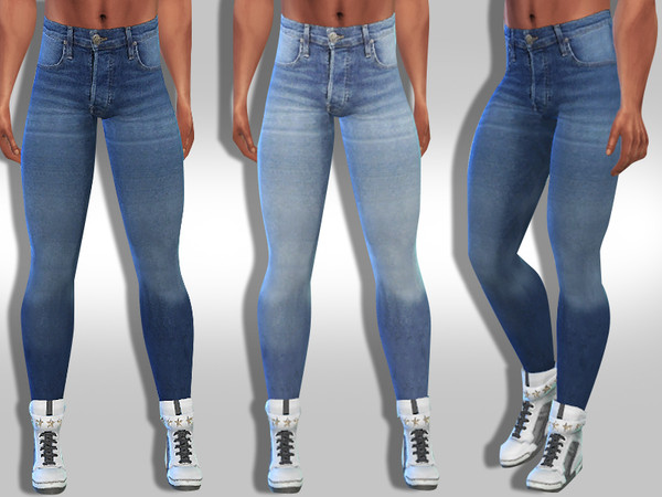 Men High Waist Distressed Jeans by Saliwa at TSR » Sims 4 Updates