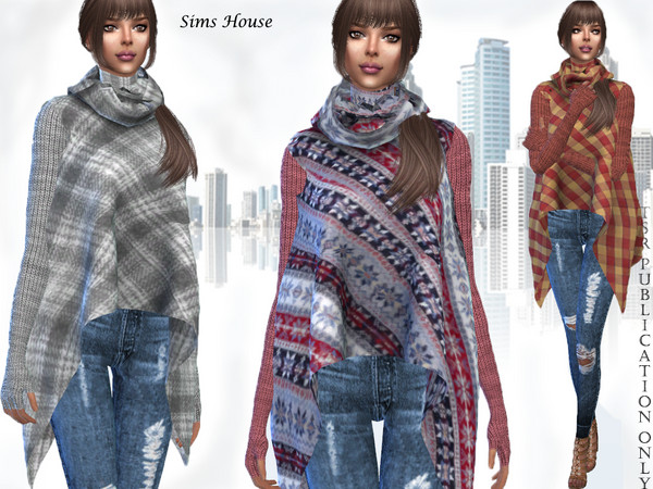 Sims 4 Poncho by Sims House at TSR