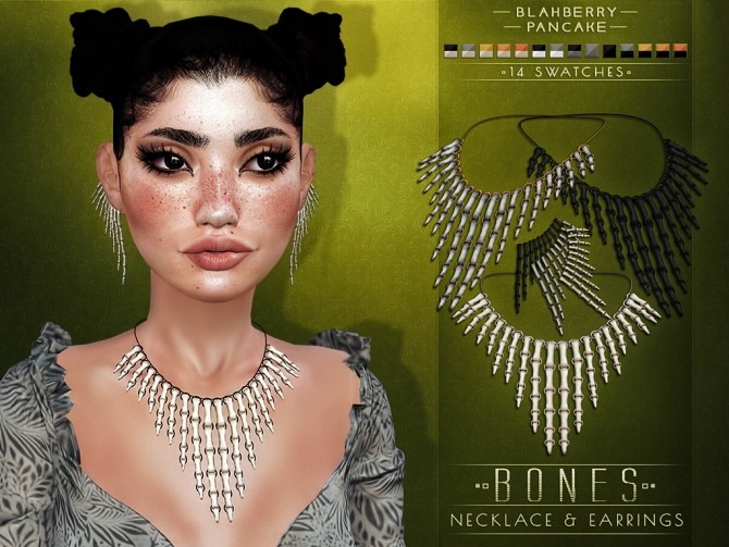 Sims 4 Bones necklace & earrings at Blahberry Pancake