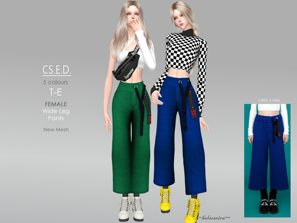 Sims 4 CSED Wide leg PANTS by Helsoseira at TSR