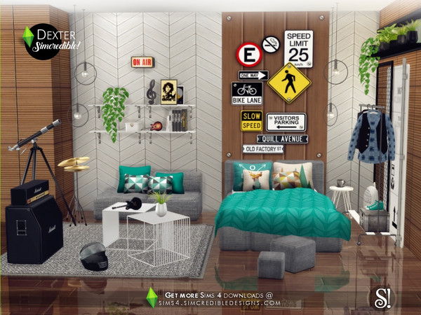Sims 4 Dexter bedroom by SIMcredible at TSR