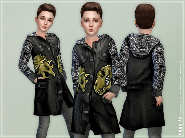 Sims 4 Black Dinosaur Coat for Boys by lillka at TSR