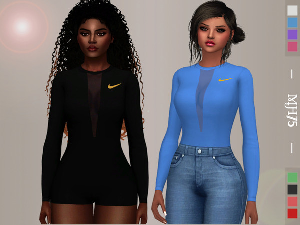 Sims 4 Serena US Open Short Bodysuit by Margeh 75 at TSR