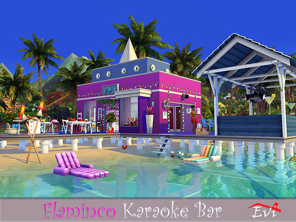 Sims 4 Flamingo Karaoke Bar by evi at TSR