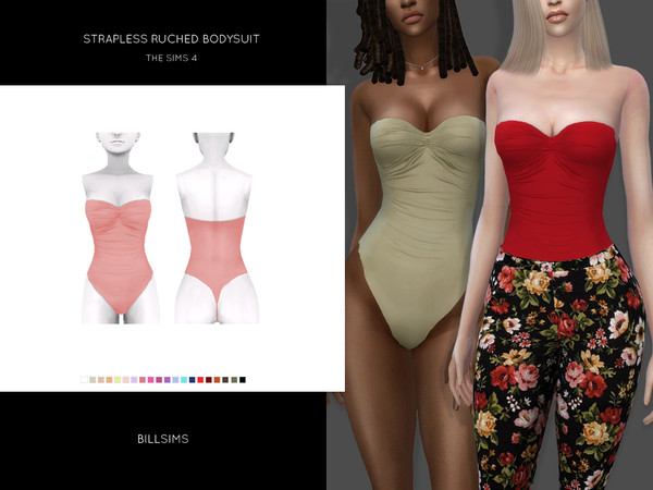 Sims 4 Strapless Ruched Bodysuit by Bill Sims at TSR