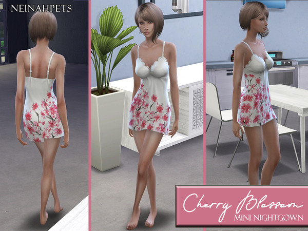 Sims 4 Cherry Blossom Mini Nightgown by neinahpets at TSR