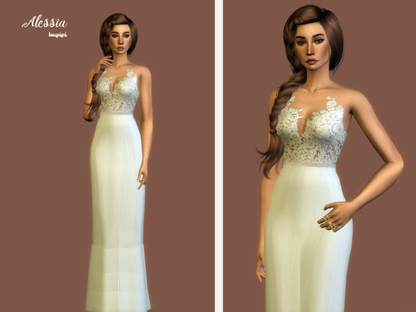 Sims 4 Alessia wedding dress by laupipi at TSR