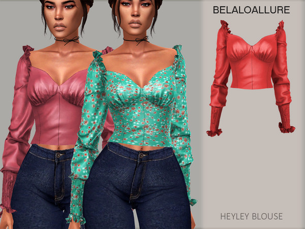 Sims 4 Belaloallure Heyley blouse by belal1997 at TSR