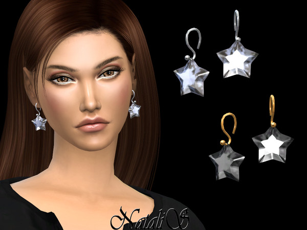 Sims 4 Star crystal drop earrings by NataliS at TSR