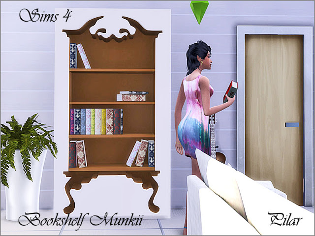 Sims 4 Bookshelf Munkii by Pilar at SimControl