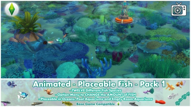 Sims 4 Animated Placeable Fish Pack 1 by Bakie at Mod The Sims