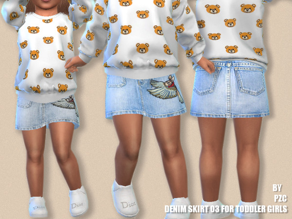 Sims 4 Denim Skirt 03 For Toddler Girls by Pinkzombiecupcakes at TSR