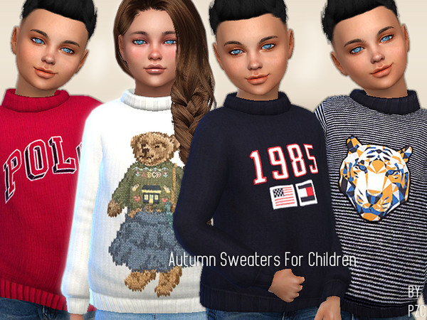 Sims 4 Autumn Sweaters For Children by Pinkzombiecupcakes at TSR