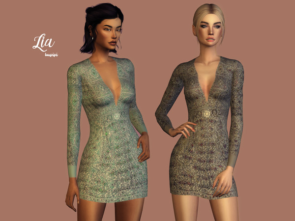 Sims 4 Lia Dress by laupipi at TSR