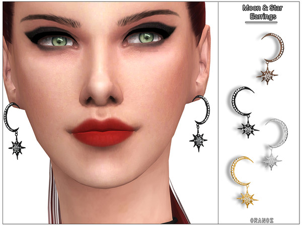 Sims 4 Moon&Star Earrings by OranosTR at TSR