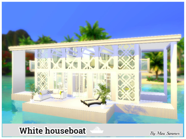 Sims 4 White houseboat by Mini Simmer at TSR