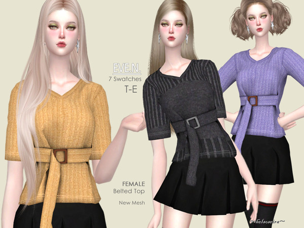 Sims 4 EVE.N. Belted Top by Helsoseira at TSR