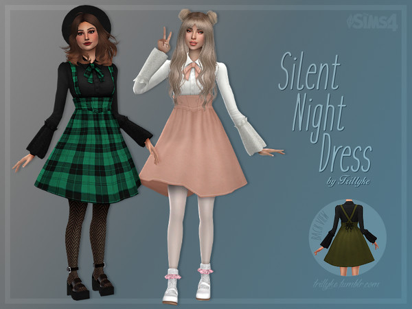 Sims 4 Silent Night Dress by Trillyke at TSR