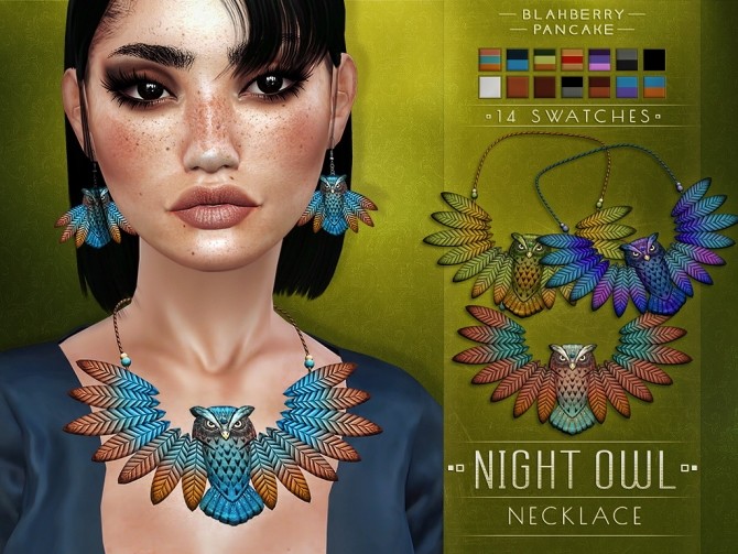 Sims 4 Night owl necklace & earrings at Blahberry Pancake