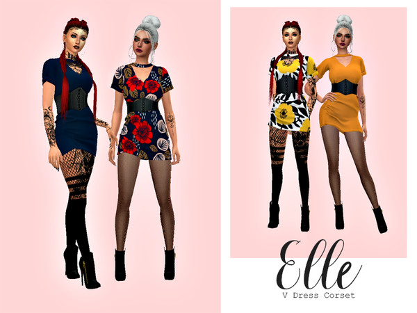 Sims 4 Elle V Tees Dress Corset by HazelsCloset at TSR