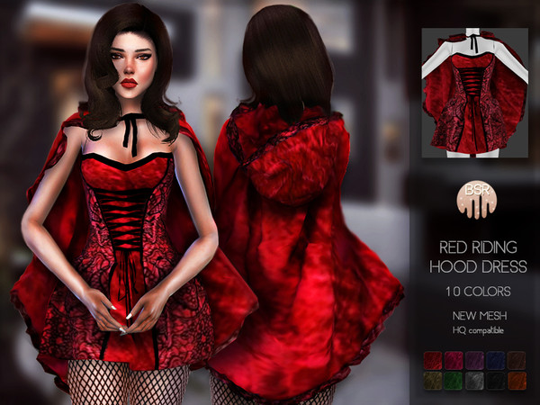 Sims 4 Red Riding Hood Dress BD110 by busra tr at TSR