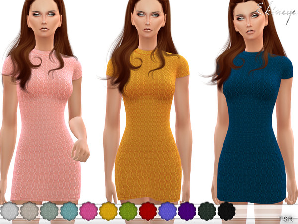 Sims 4 Mock Neck Mini Dress by ekinege at TSR